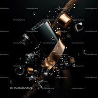 Luxury Perfume Bottle with Gold and Ice Elements
