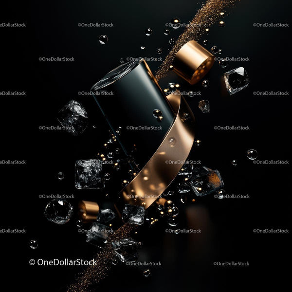 Luxury Perfume Bottle with Gold and Ice Elements