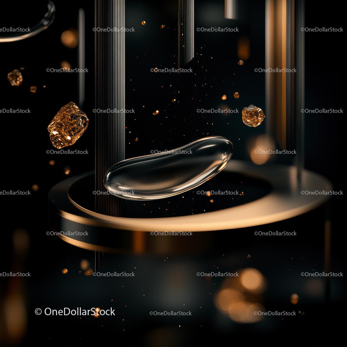 Futuristic Minimalist Composition with Floating Elements