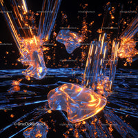 Futuristic Neon Art Installation with Glass and Lights