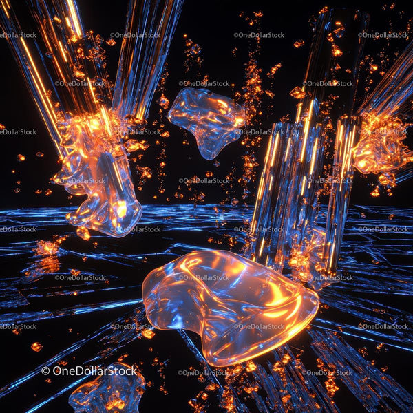 Futuristic Neon Art Installation with Glass and Lights