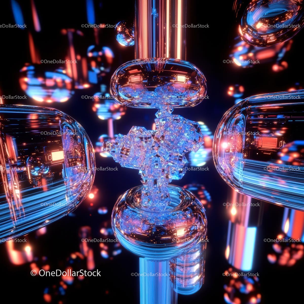 Futuristic Geometric Light Structures with Neon Glow