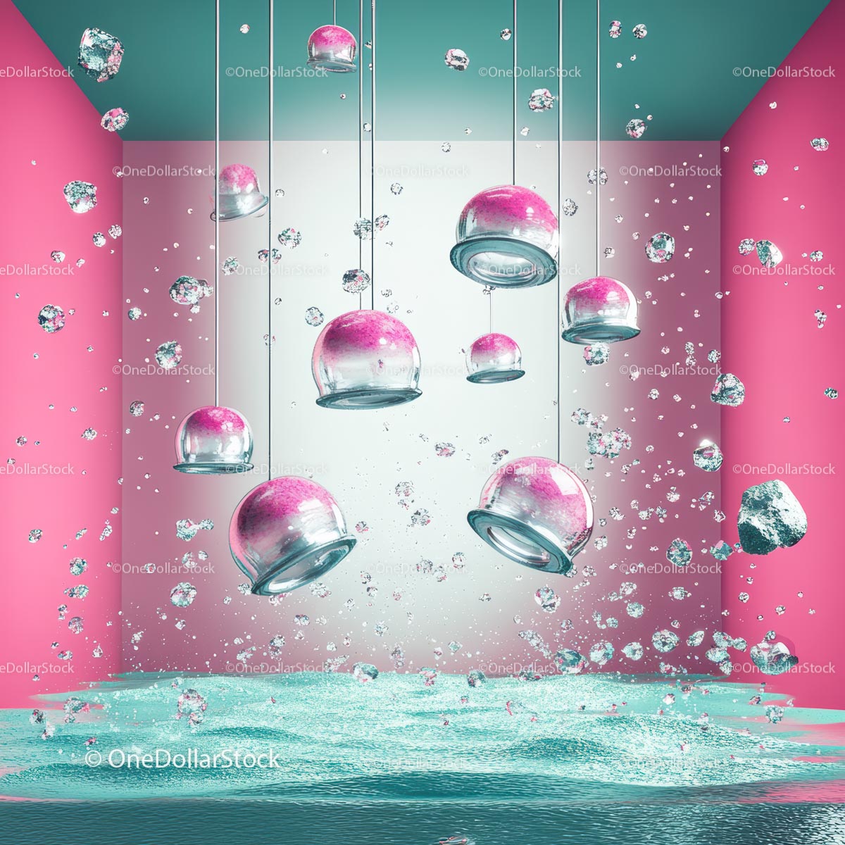 Floating Pink Spheres in Modern Abstract Design
