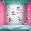 Floating Pink Spheres in Modern Abstract Design