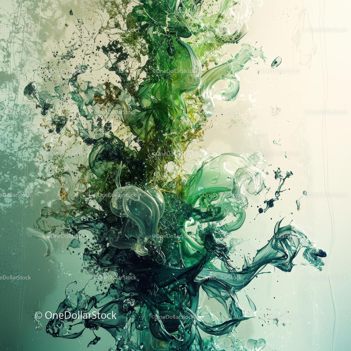 Dynamic Green Swirls Creating Abstract Fluid Art