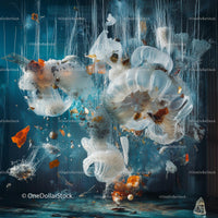 Ethereal Underwater Abstract with Floating Elements