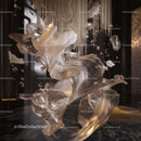 Abstract Glass Sculpture with Dynamic Flowing Shapes