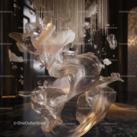 Abstract Glass Sculpture with Dynamic Flowing Shapes