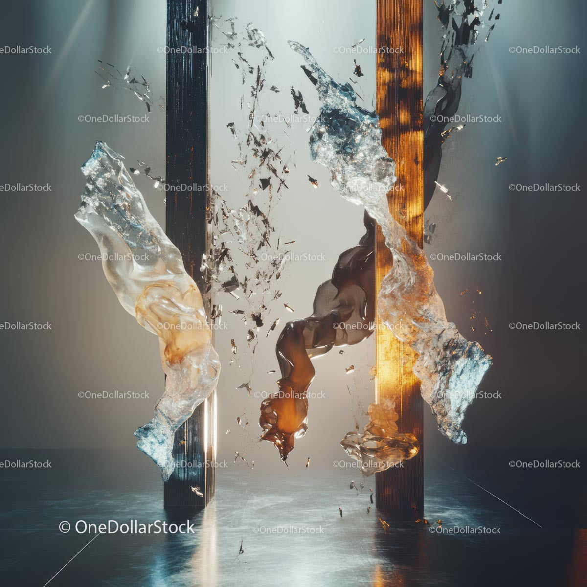 Dynamic Abstract Sculpture with Fluid Motion and Light