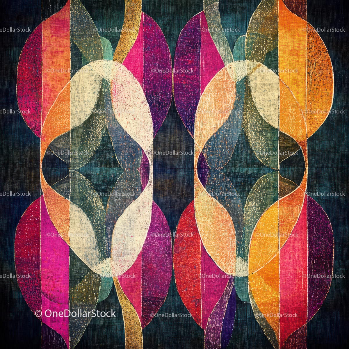 Vibrant Retro Abstract Art with Geometric Shapes
