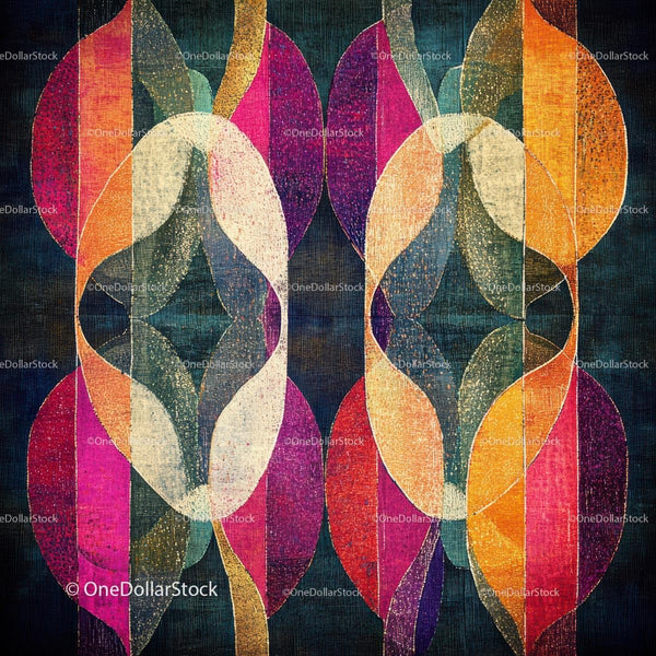 Vibrant Retro Abstract Art with Geometric Shapes