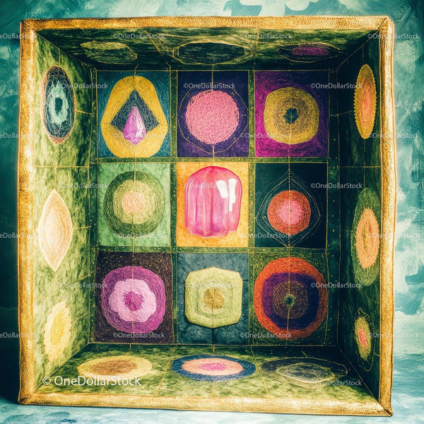 Vibrant Geometric Textile Art with Bold Patterns