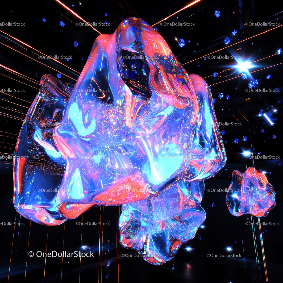 Futuristic Neon Light Installation in Modern Art Gallery