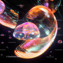 Vibrant Iridescent Abstract with Neon Light Reflections