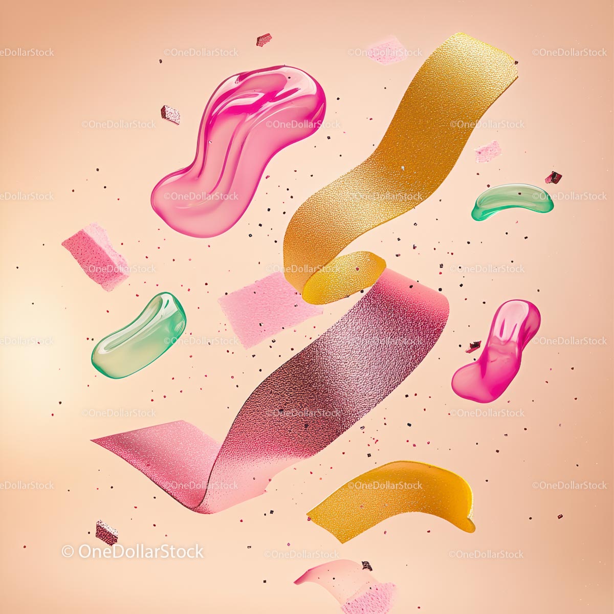 Vibrant Abstract Art with Colorful Floating Shapes