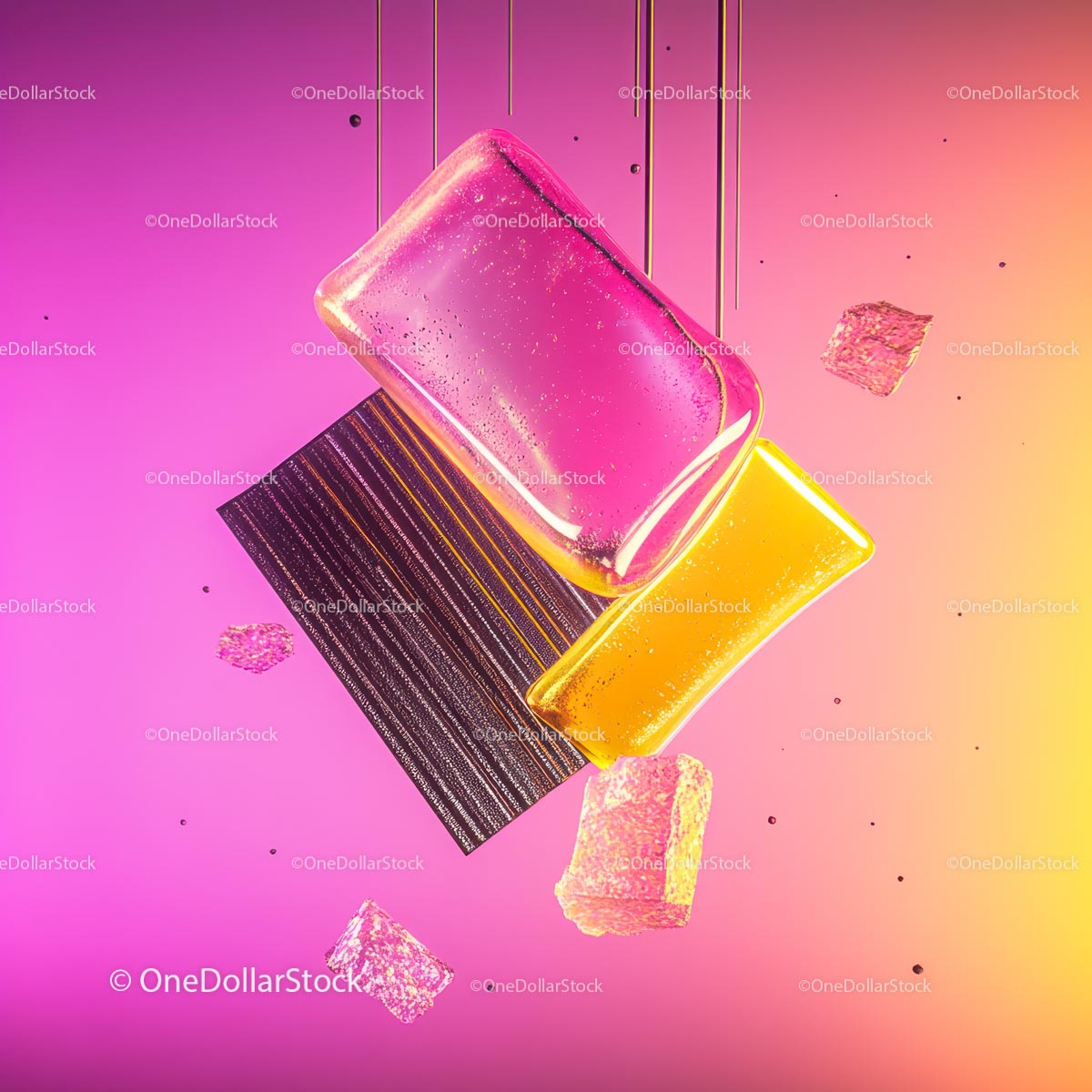 Abstract Vibrant Composition with Neon Colors and Shapes