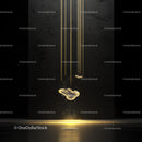 Golden Light Streams and Floating Drops on Dark Background