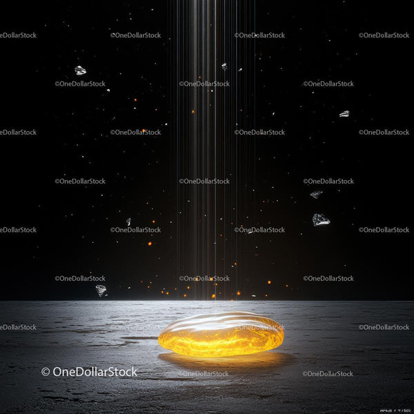Futuristic Luminous Stone in a Cosmic Setting