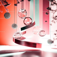 Floating Transparent Spheres in Creative Abstract Setting