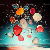 Vibrant Underwater Abstract with Colorful Glass Bubbles