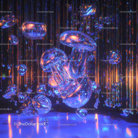Futuristic Glass Art Installation with Neon Lights