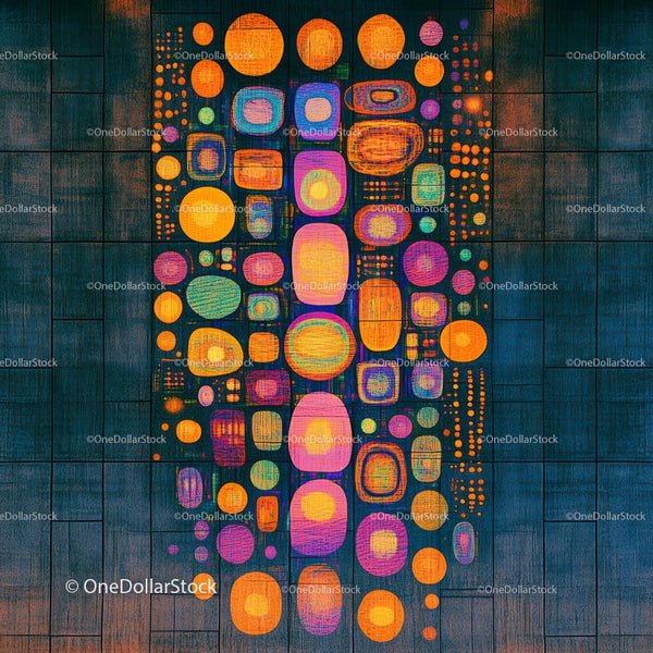 Abstract Geometric Pattern with Vibrant Orange and Purple