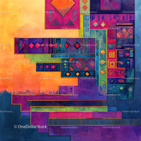 Vibrant Geometric Abstract Art with Ethnic Motifs
