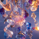 Abstract Fluid Glass Art with Vibrant Colors and Textures