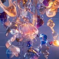 Abstract Fluid Glass Art with Vibrant Colors and Textures