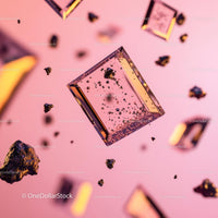 Floating Geometric Crystals with Pink Background