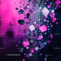 Vibrant Abstract Art with Geometric Hanging Cubes