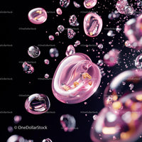 Abstract Pink Bubbles in Motion with Glossy Finish