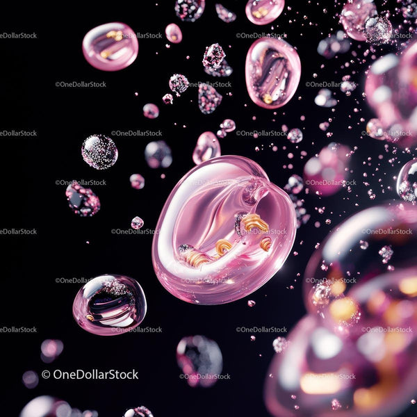 Abstract Pink Bubbles in Motion with Glossy Finish