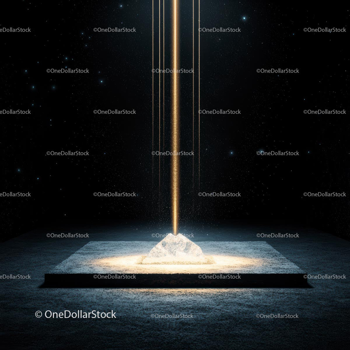 Mystical Beam of Light Illuminating a Cosmic Platform