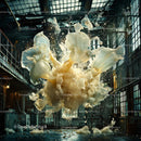 Surreal Explosion of Fabric in Abandoned Factory