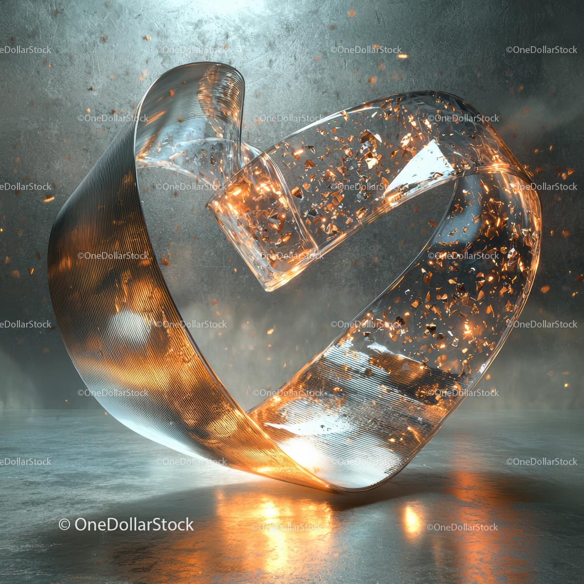 Futuristic Metal Sculpture with Glowing Reflections