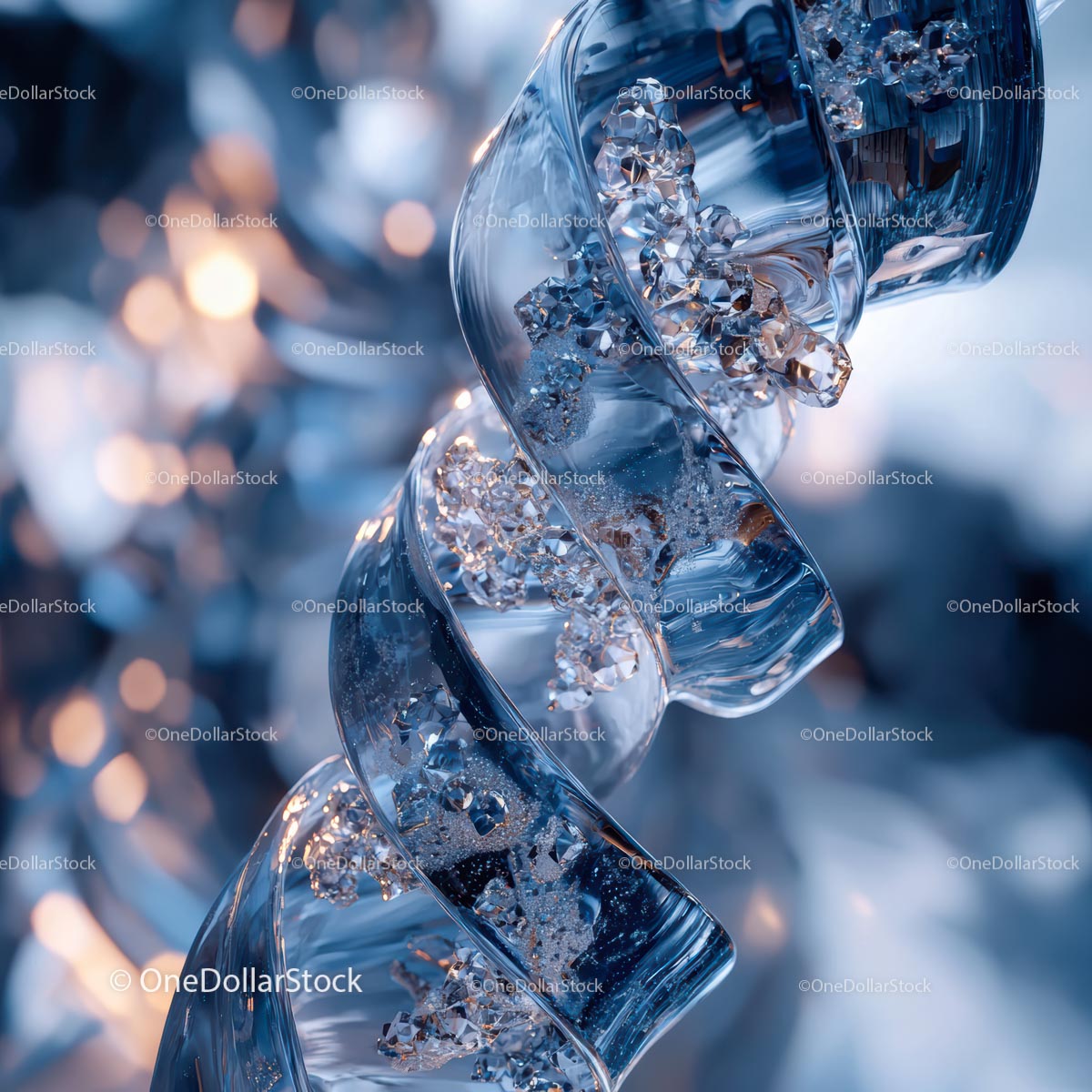 Intricate Crystal Spiral with Icy Details