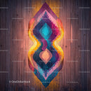 Vibrant Abstract Pattern on Rustic Wooden Background