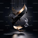 Elegant Floating Metallic Sculpture with Gold Accents