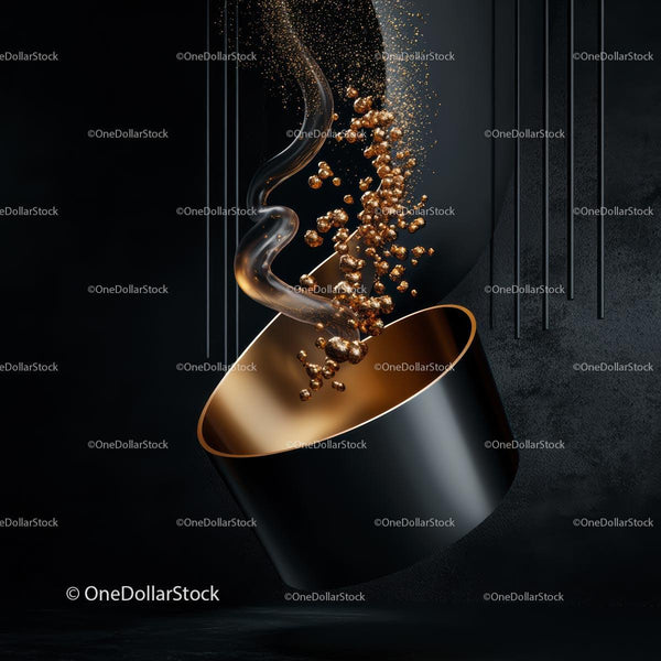 Elegant Gold Particles in Motion Against Dark Background