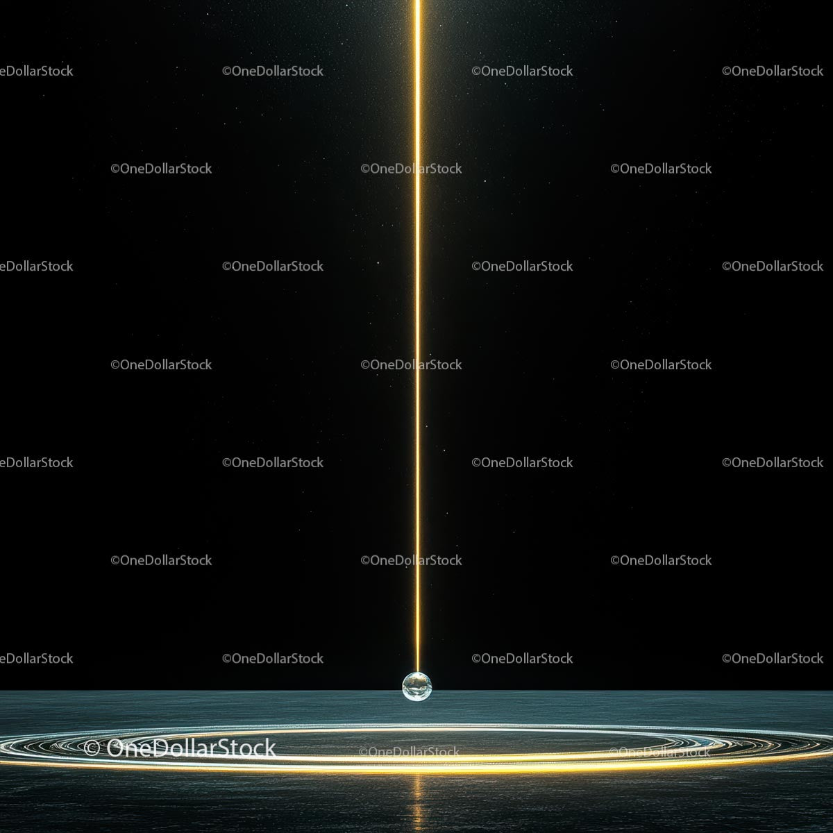 Futuristic Light Beam and Glowing Sphere in Dark Space