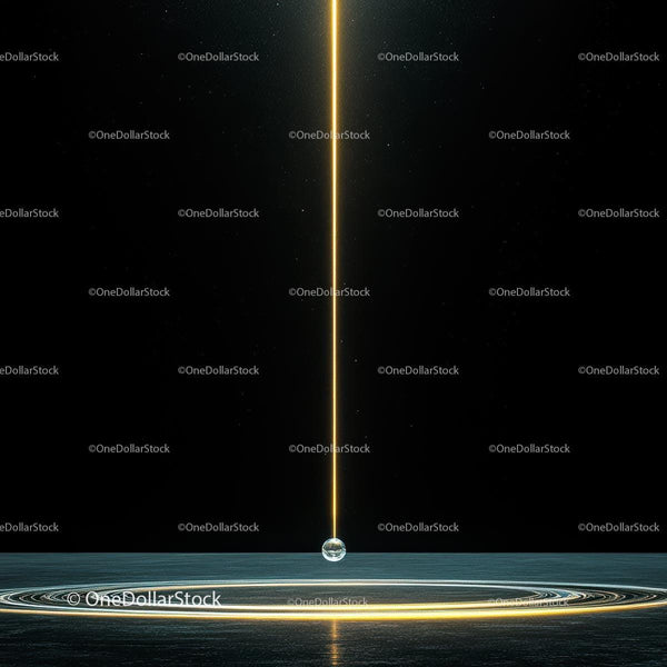 Futuristic Light Beam and Glowing Sphere in Dark Space