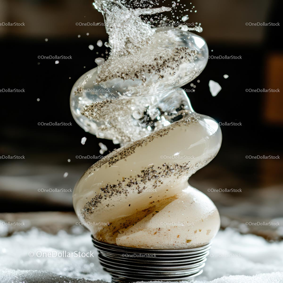 Dynamic Water Splash Captured in Mid-Air with Ice