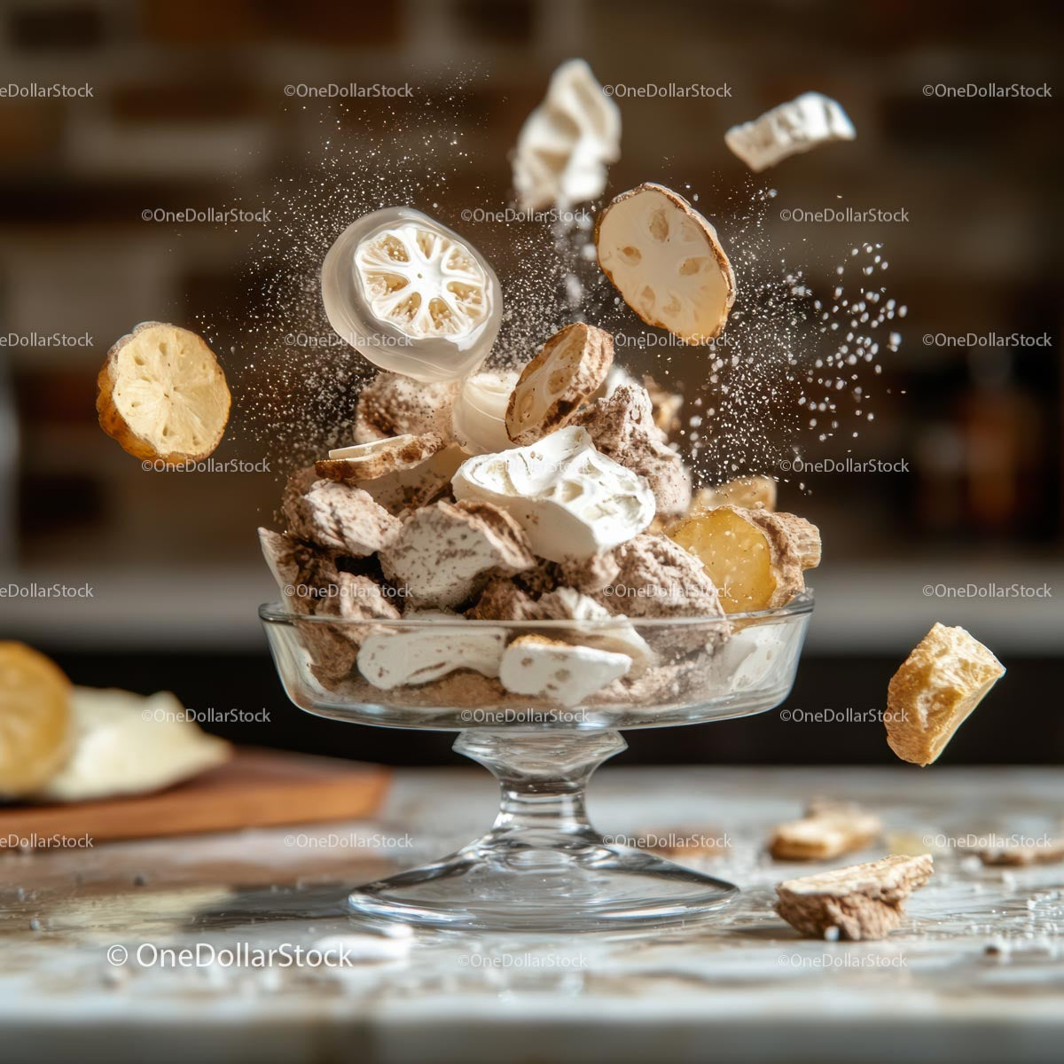 Floating Slices of Dried Fruit in Dynamic Arrangement