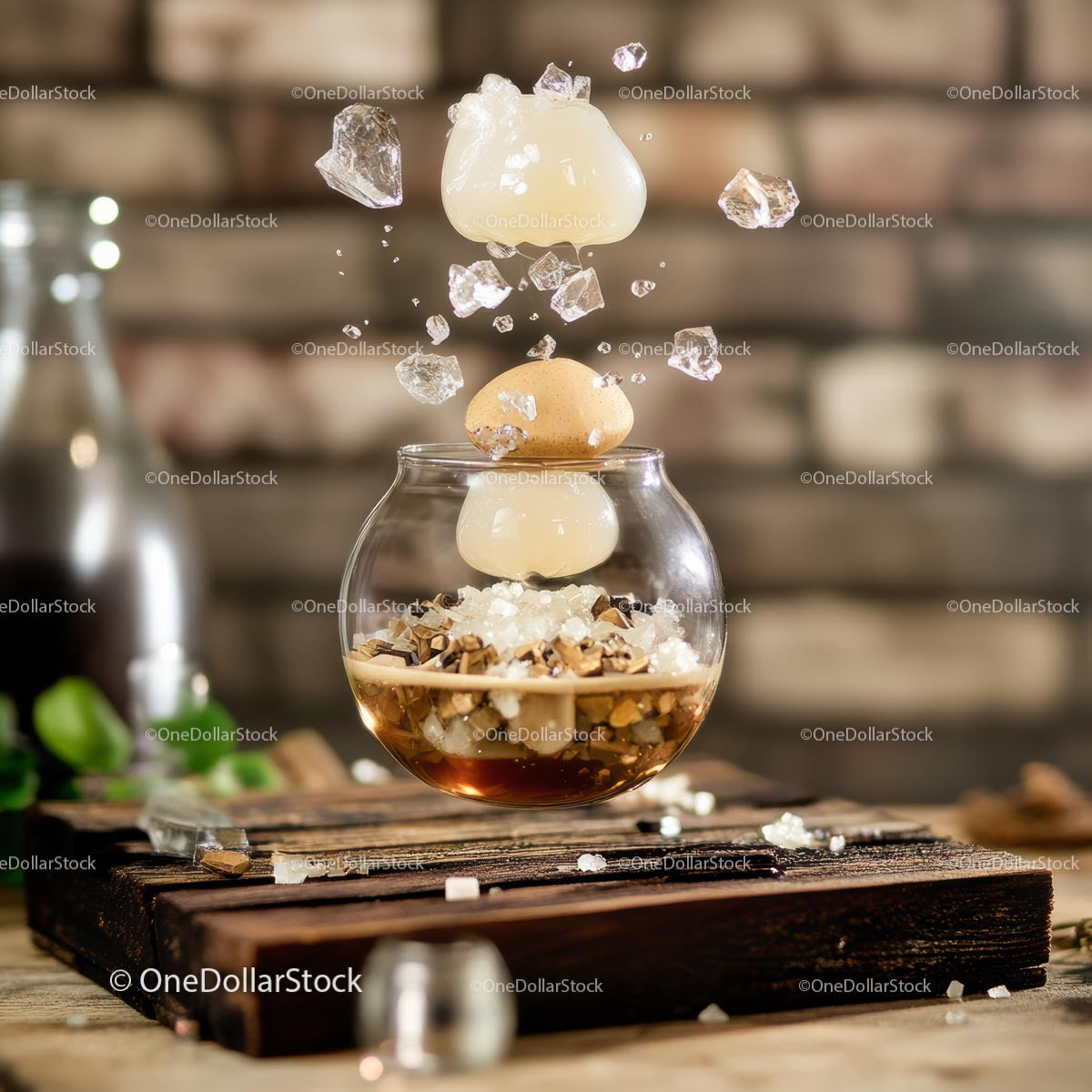 Creative Floating Dessert with Sugar and Nuts