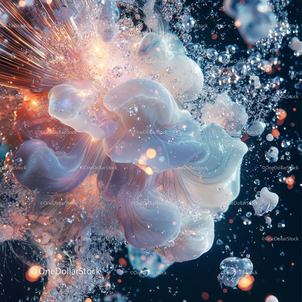 Dynamic Abstract Explosion with Floating Particles