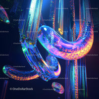 Vibrant Neon and Glass Digital Sculpture