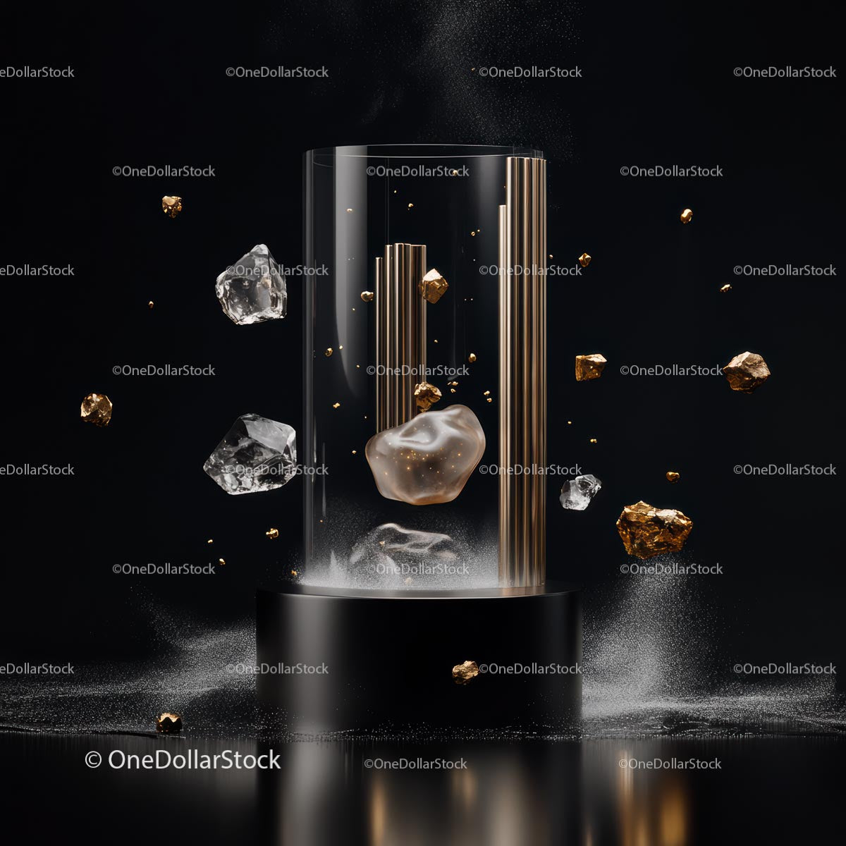 Elegant Abstract Sculpture with Gold and Crystal Elements
