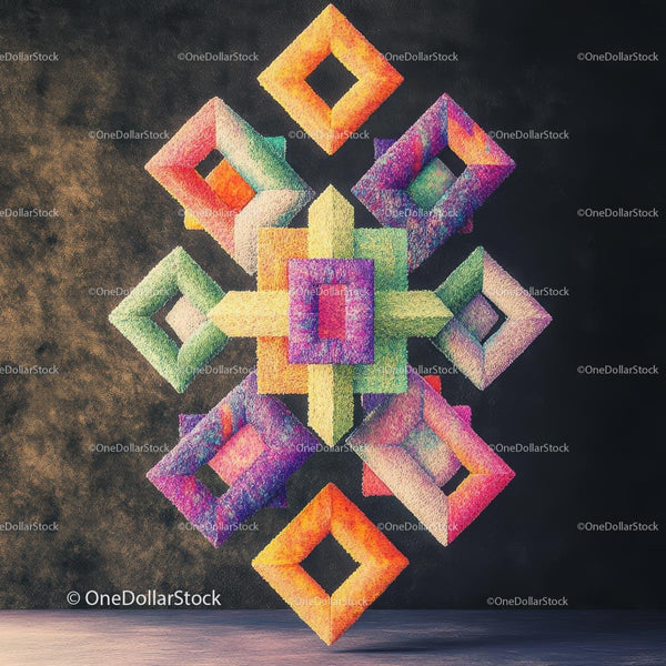 Vibrant Geometric 3D Art with Symmetrical Design