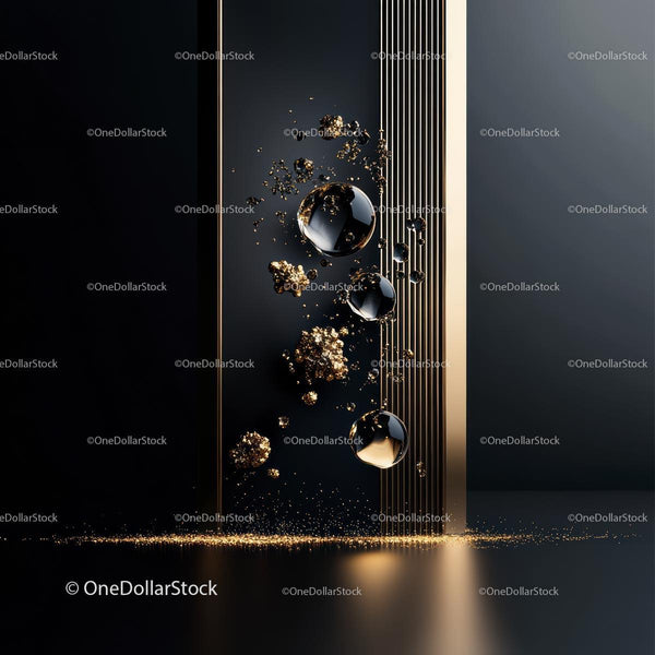 Luxurious Abstract Art with Black and Gold Accents
